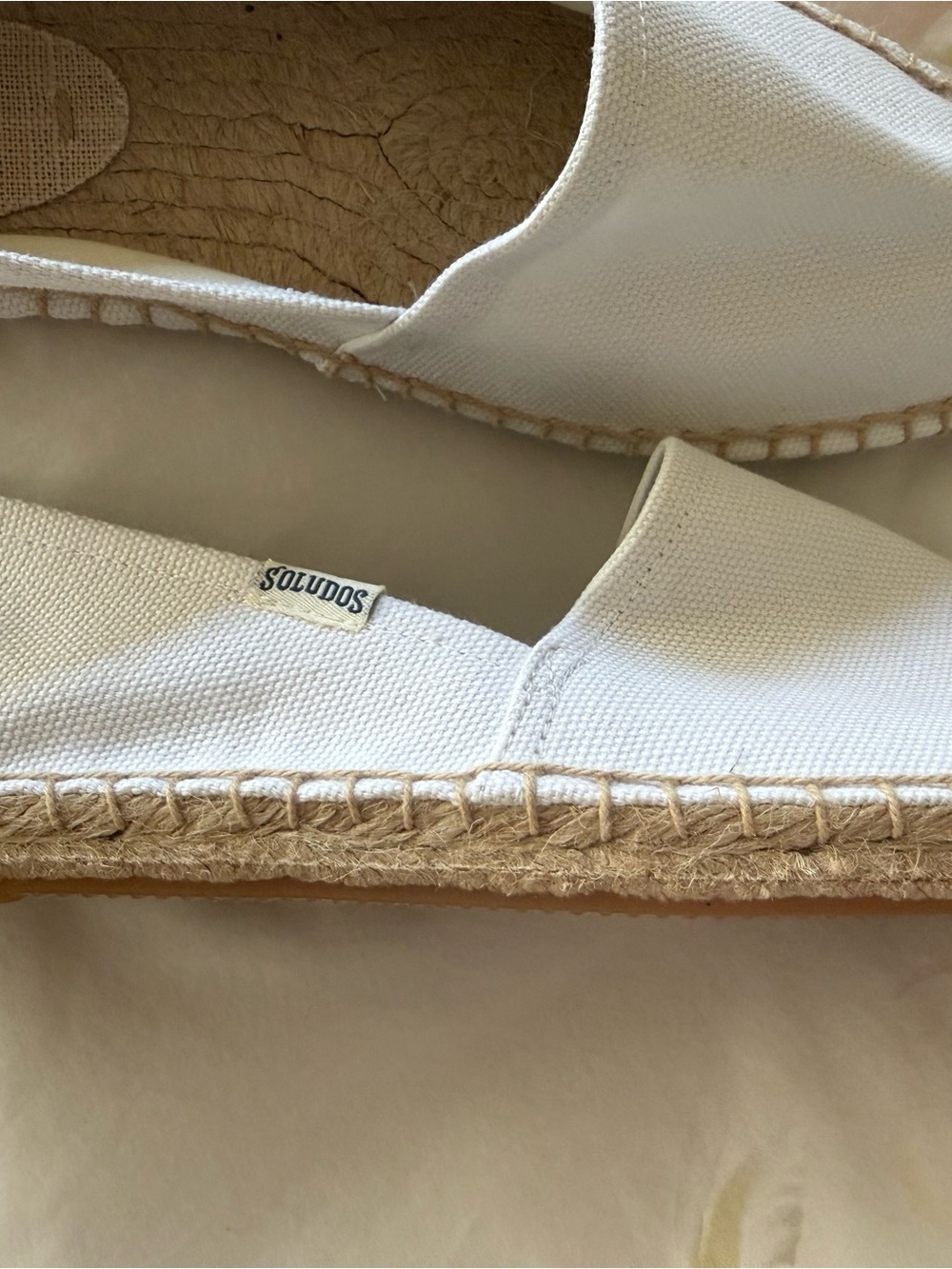Soludos Cream Canvas Espadrille Slip-On Flats - Picture 2 of 6